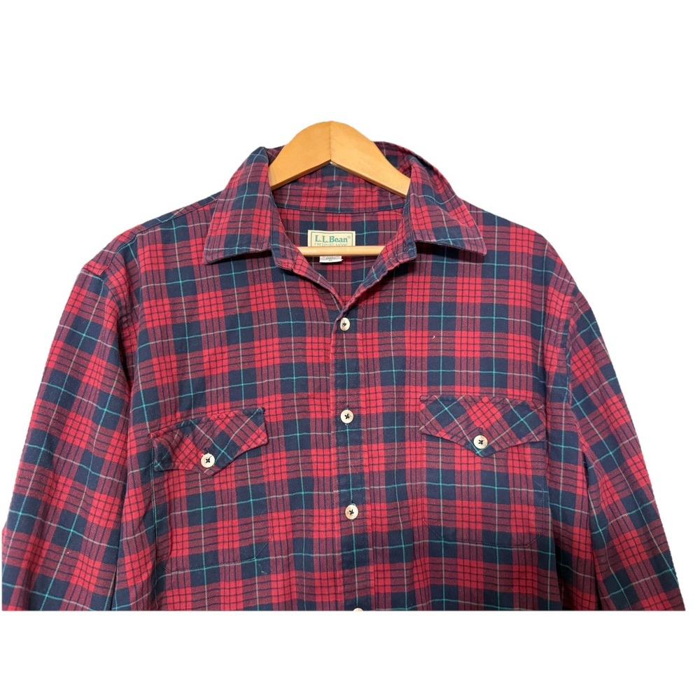 Vintage L.L. Bean Flannel ‎ Maine Men's Shirt XL Red Plaid USA  Long Sleeve